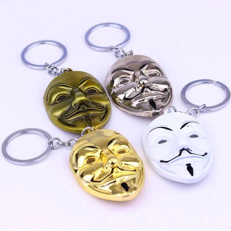 V För Vendetta Nyckelring Kvinnor Män Hängsmask Keychain Key Ring Movie Ringhållare Gåvor Smycken 4styles GGA2652