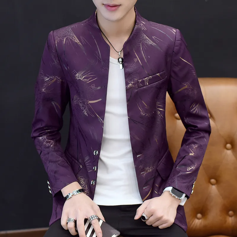 Blazer masculino 2019 Männer Blazer Koreanische Druck Casual Slim Fit Anzug Jacke Männlichen Blazer Männer Mantel Terno Masculino Plus Größe 6XL-M296e