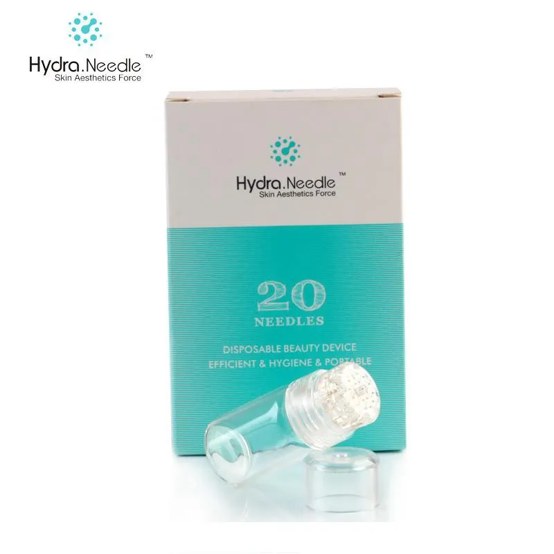 Hydra Needle 20 broches Aqua Microneedle Channel Mésothérapie Aiguilles d'or Fine Touch System Derma Stamp Soins de la peau Sérum Applicateur DHL