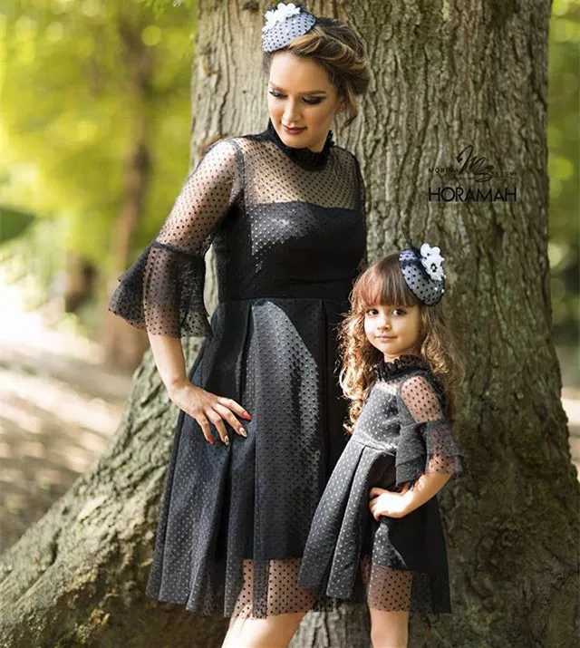 Maman et moi famille correspondant vêtements robe en dentelle noire filles mère fille robes assorties Boutique enfants vêtements Parent enfant tenues