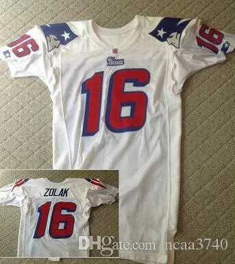 Équipe Men Scott Zolak # 16 Custom Men Scott Zolak émise 1990 White College Jersey Size S-xxxl ou personnalisé tout nom ou numéro de numéro