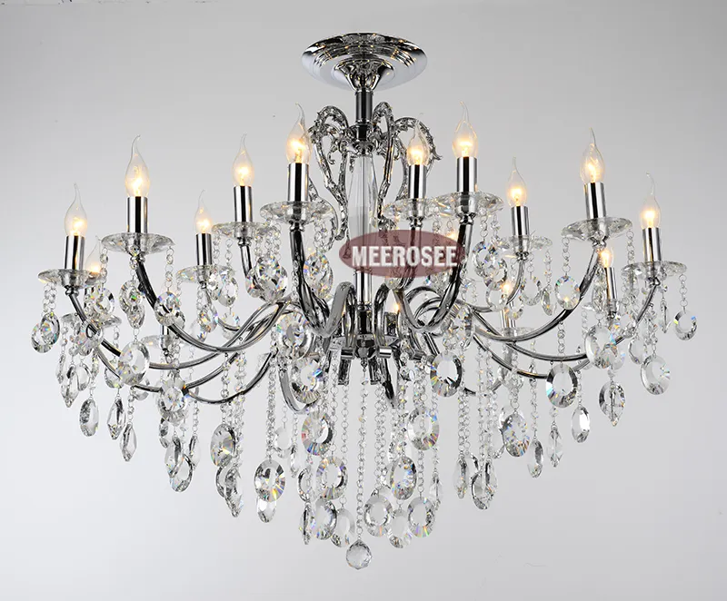 Large18 Arms Vintage Chrome Chandelier Crystal Lighting Fixture Lustre Crystal Modern Pendant Light Hanging Lamp MD8459 D1080mm H890mm