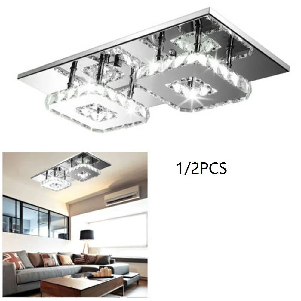 Carré Plafonniers LED Cristal Allée Lampe Luminaire Hall Chambre Couloir Blanc