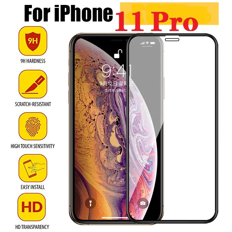 Verre trempé sur le pour 9D iPhone 12 mini 11 Pro 6 6S 7 8 Plus XS MAX XR XMAX Protecteur d'écran Trempé xs max Film de protection xr xs Verre