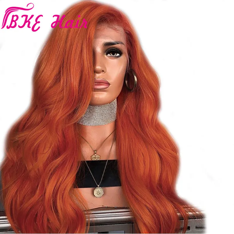 Heat Resistant Long Auburn Wig, Lace Front Synthetic Hair  display picture 1