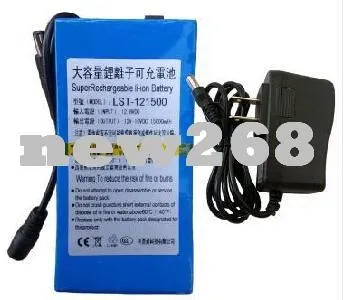 Freeshipping 12V 6A 15000MAH Lithium Battery Super Rechargeable Li-Ion Batteri och Laddare