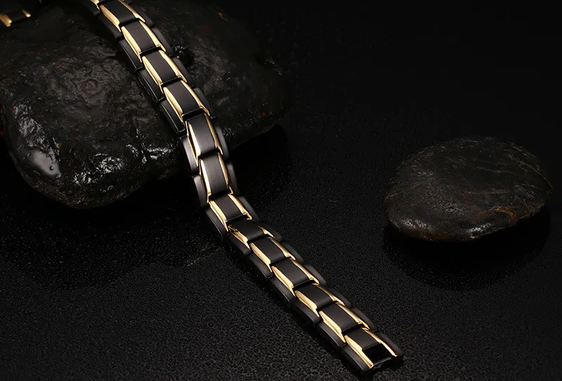 Mode - Frakt Svart Mäns Hälsa Armband Bangles Magnetic 316L Rostfritt Stål Charm Armband Smycken för Man S915