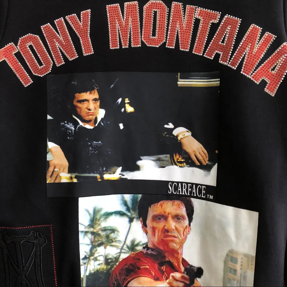 Mens 100 Cotton Black Scarface Rhinestone Hoodie Pullover Sweatshirt Casual Streetwear Couple Top From Fozhewo Vendor 41.62 DHgate.Com