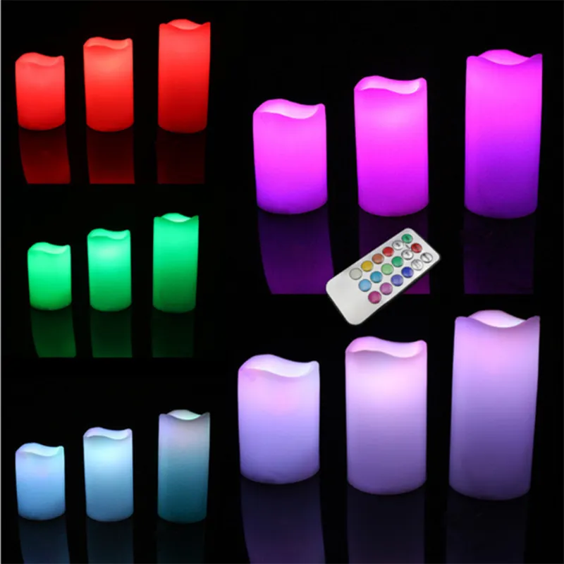 Pack Of 3 Wireless 18 Key Remote Control Color Changed LED Candle