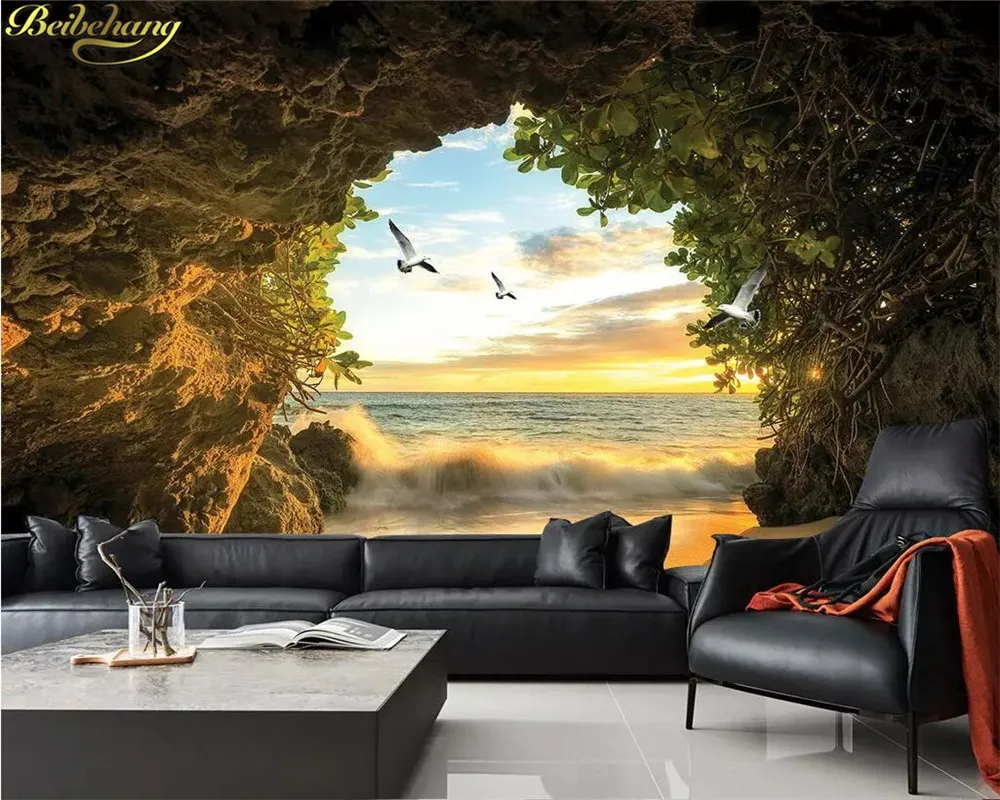 beibehang anpassad väggpapper väggmålning grotta mås 3d tv background väggpapper heminredning papel de parede 3d tapet