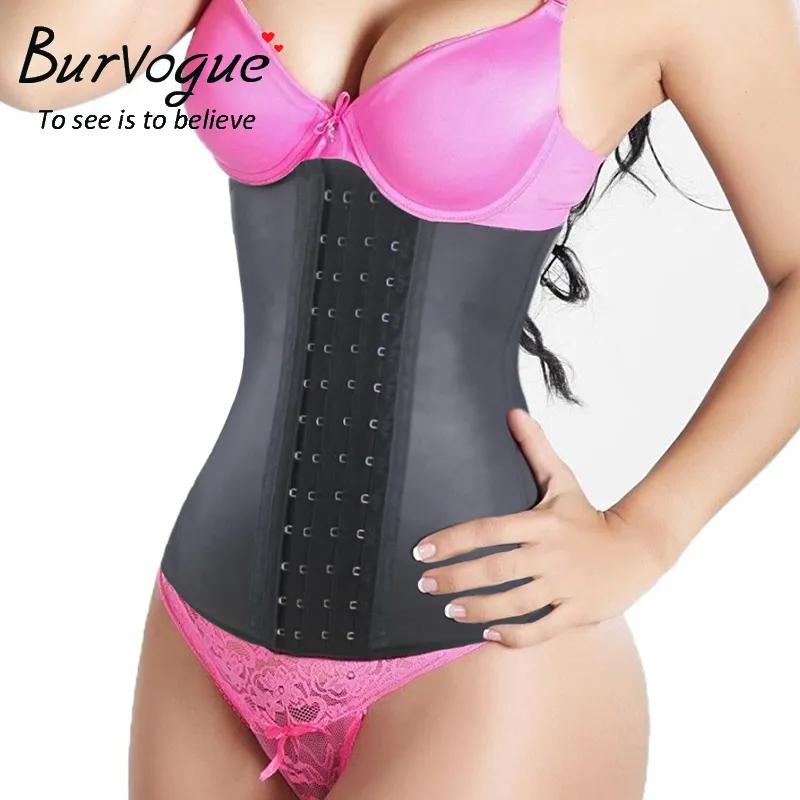 Burvogue Latex Taille Trainer Shapers 9 Steel Bone Underbust Corset Gewichtsverlies Taille Shaper Plus Size Sexy Taille Cincher Y19070101