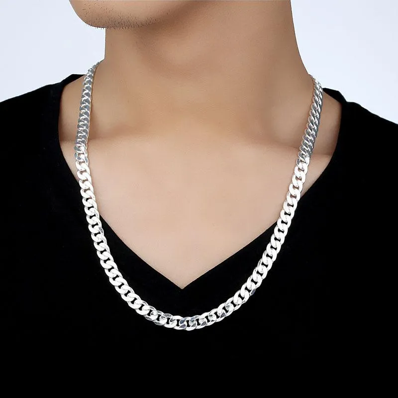 Męskie Hip Hop Łańcuchy Naszyjniki 6mm 10mm 925 Sterling Silver Kobiety Biżuteria AAA Oświadczenie jakości Naszyjnik dla człowieka 18 22 24 cale