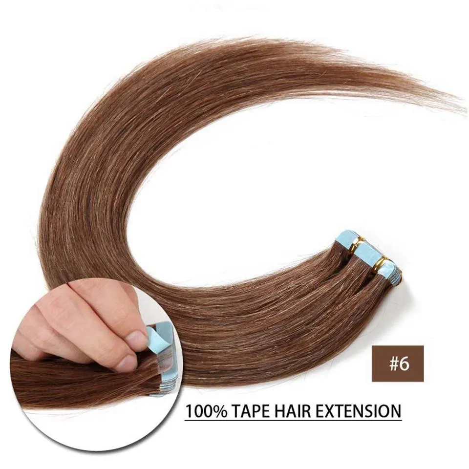 Full Cuticle inriktad Vrigin Remy Double Drawn Pre Bonded 31b # 613 # 27 # 60 100g Rak hud väft Lim Tape Ins Human Hair Extensions