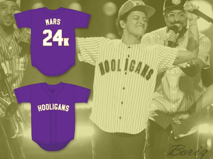 Custom Bruno Mars 24K Hooligans Branco Vermelho Preto De $96,65