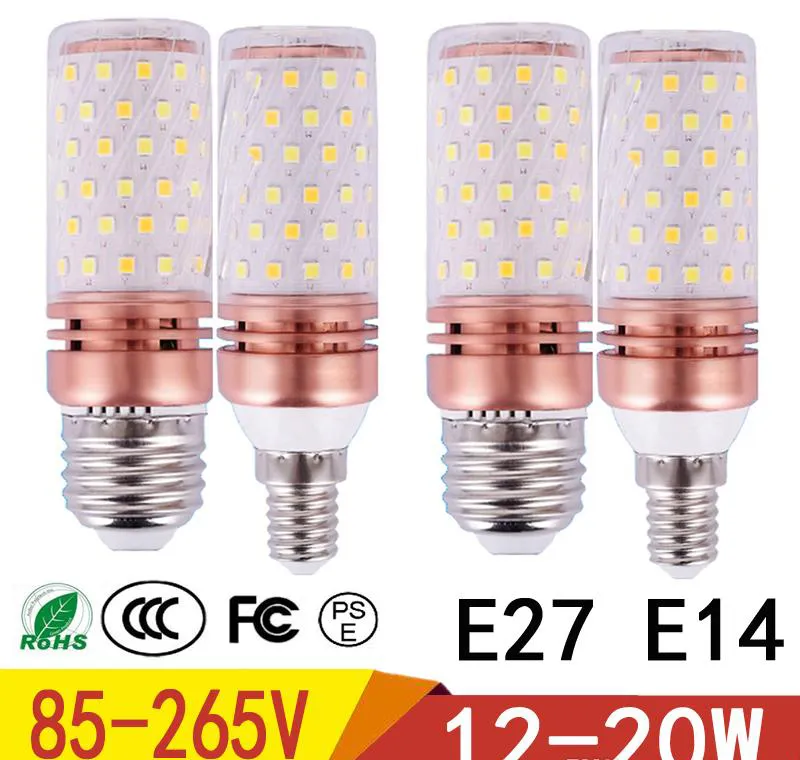 E27 E14 LED-lampa Corn Light NEW 12W 15W 20W Cornlampa 85V-265V Aluminiumkylning Hög effektlampa