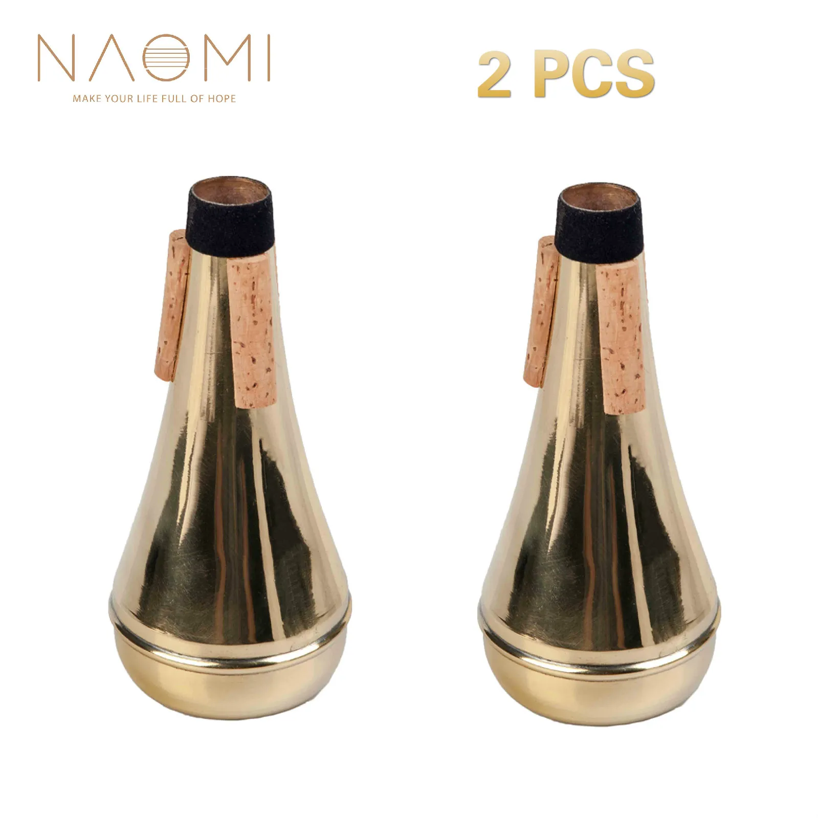 NAOMI Trumpet Mute Aluminum Trumpet Mute Straight Practice Yellow Color