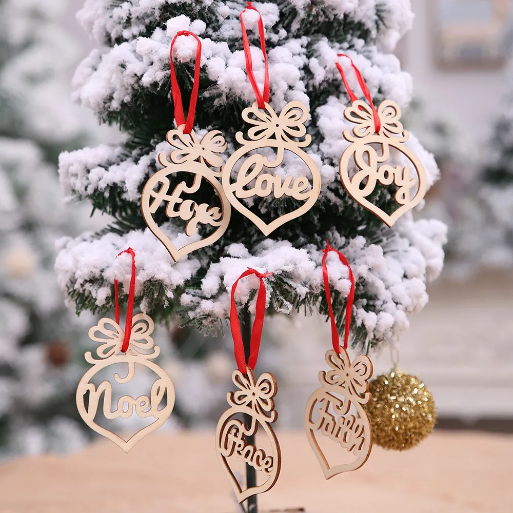 HOT Christmas Letter Wood Craft Heart Bubble Pattern Ornament Christmas  Tree Decorations Home Festival Ornaments Hanging Gift, Bag From Yjl7788991,  $1.61