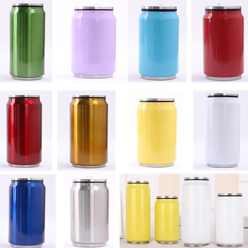 Hot Sale 500ML And 350ML Cola Can Bottle Water Cup Stainless Steel Outdoor Vacuum Insulated Mug Cup Straw Lids 7 Colors HH7-455