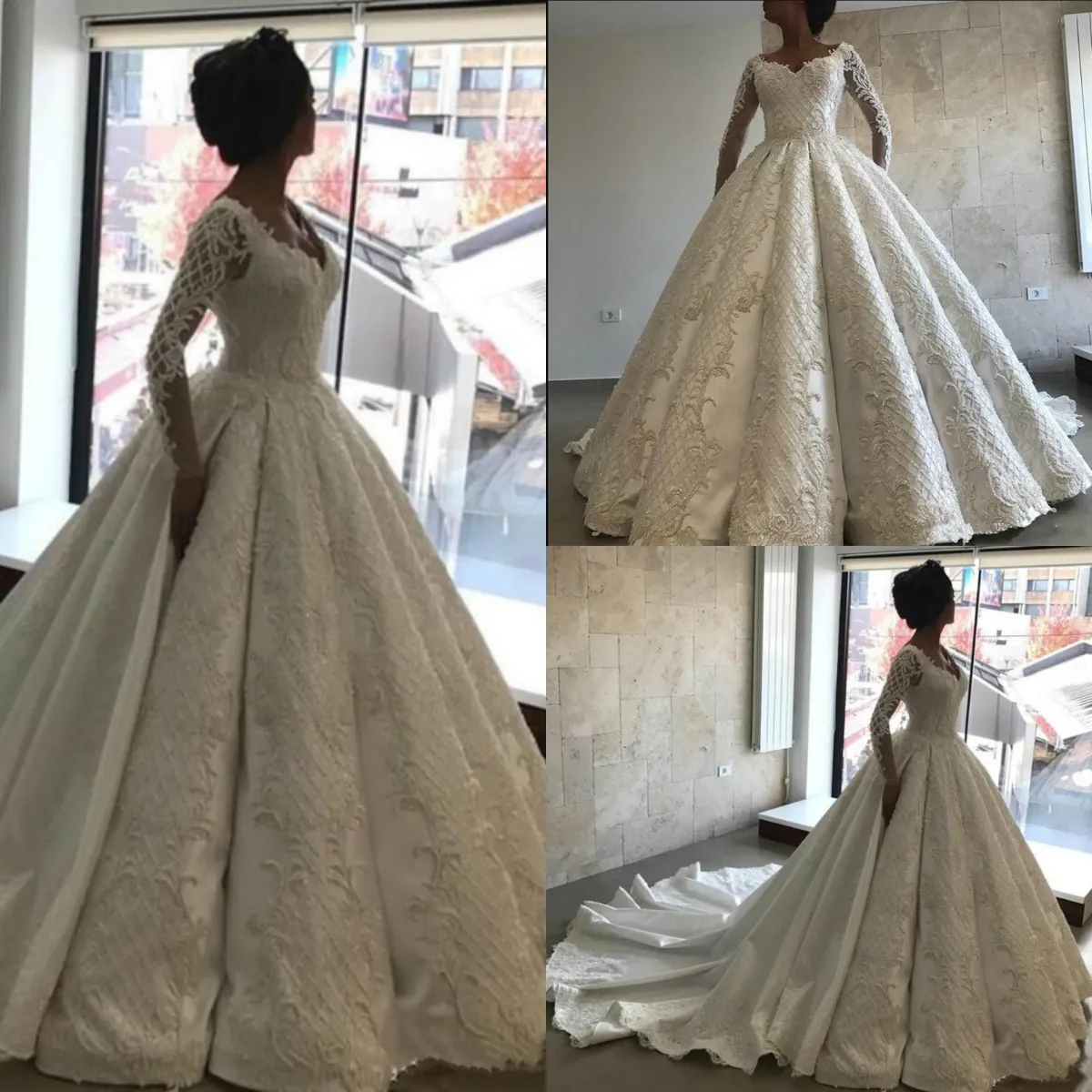 Elegant Long Sleeve Lace Ball Gown Wedding Dress - Shop Now for Premium ...