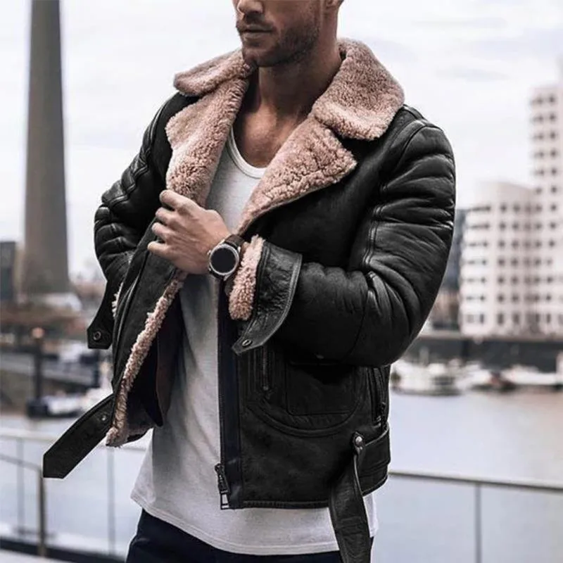 Leather jacket with faux fur sleeves deals