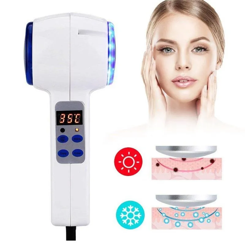 Hot Cold Hammer UltradSonic Cryoterapia Massager Skin Odmłodzenia skurczowe Porę Face Lipsing Anti-Aging Ciała Ciała Uroda Maszyna
