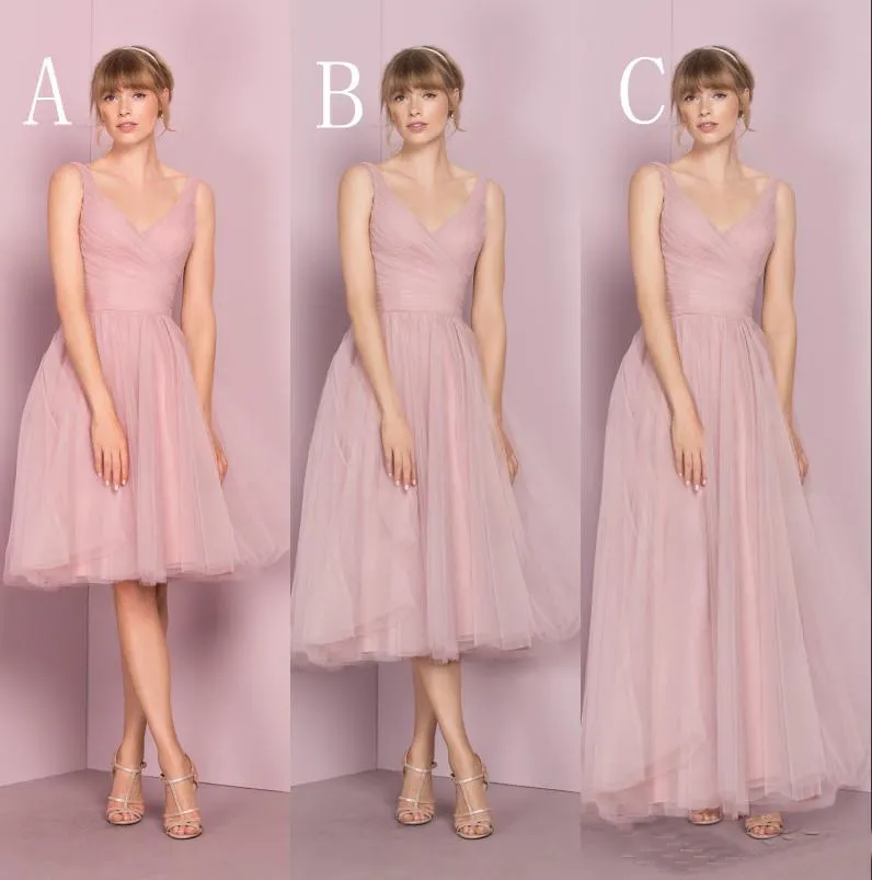 저렴 한 핑크 얇은 명동 들러리 드레스 V neckline 민소매 pleats kelseyrose 2019 뜨거운 판매 웨딩 게스트 드레스