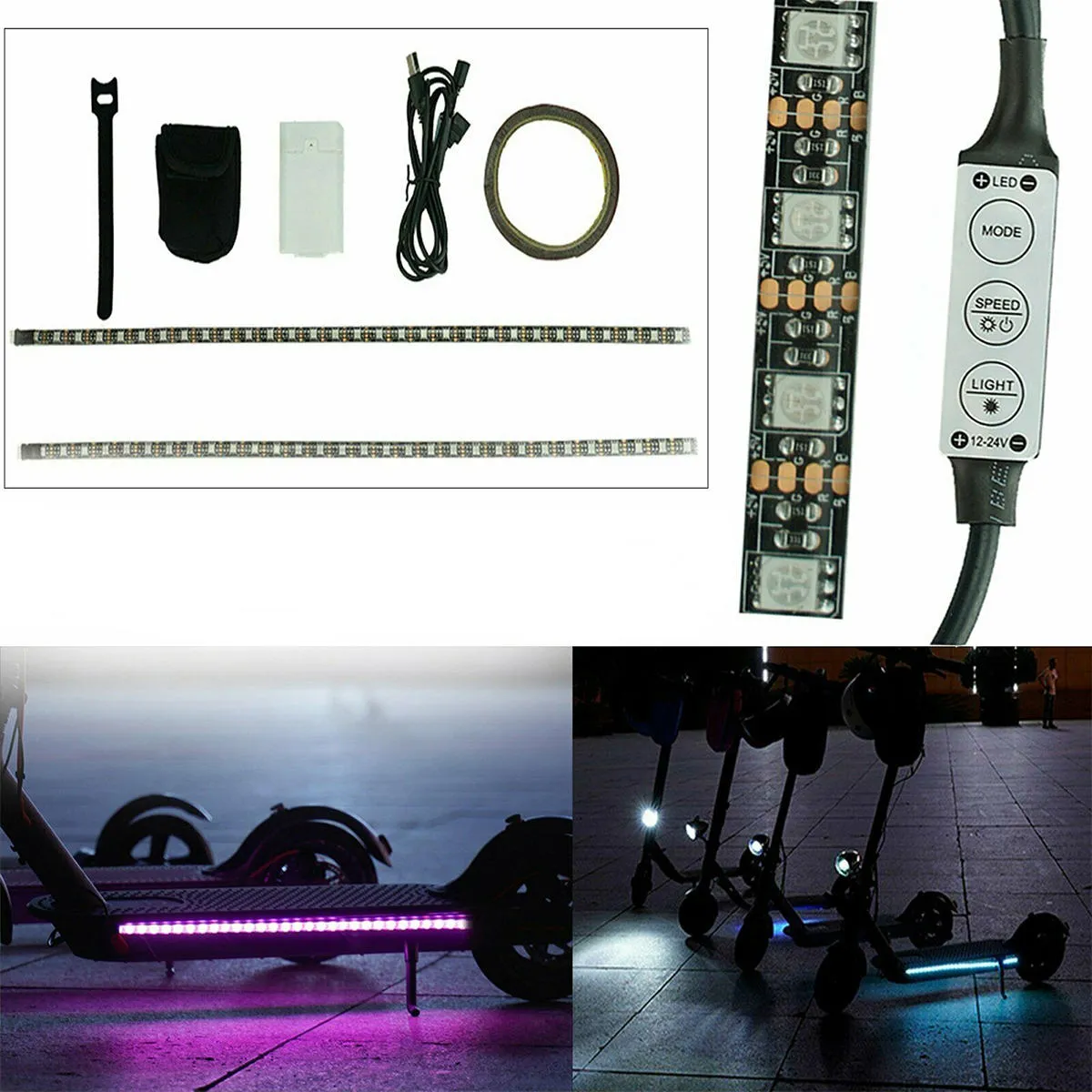 1m RGB LED Strip Light Barlampa för M365 M365 Pro Electric Scooter