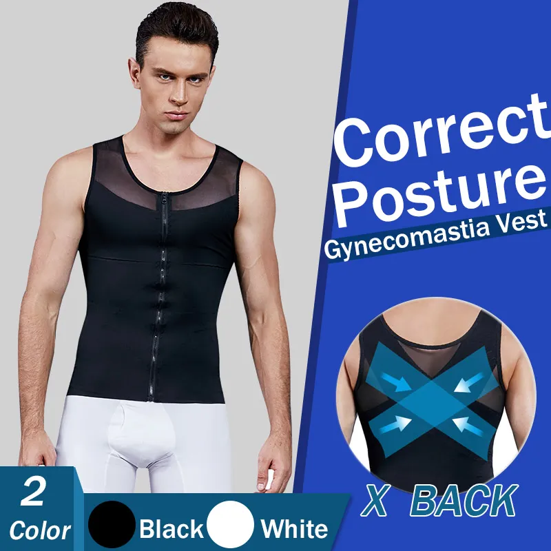 Mens Chest Compression Shirt With Gynecomastia Vest Slimming Mens Tummy  Shaper Vest Tank Top With Front Zipper Corset For Shapewear From Hm2017,  $18.26