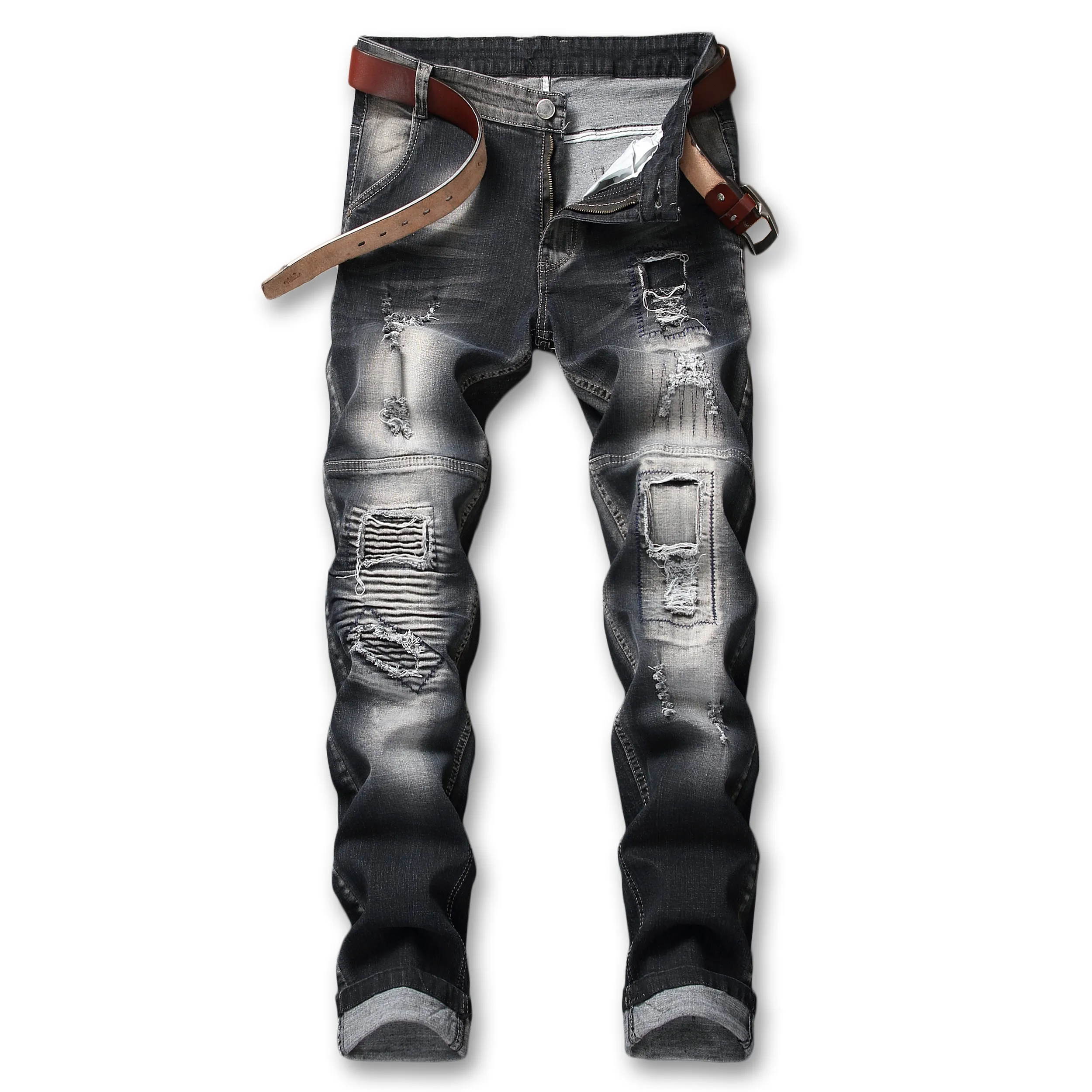 High Street jeans rasgados, el rock and roll lavada, cortador de rodilla usado, los