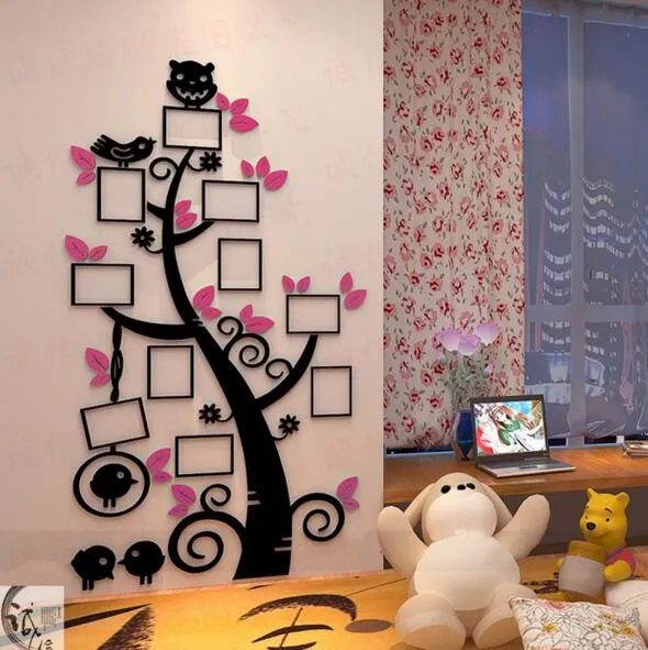 Children cartoon photo tree creative 3D crystal stereo wall stickers living room TV background wall decoration home decor