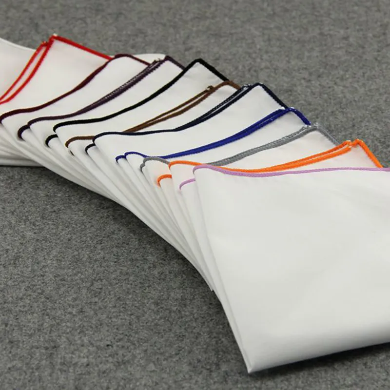 Rbocott White Pocket Squares Solid Color Handkerchief 14 Colors Cotton Hanky 23*23cm For Men Wedding Business Accessories C19041301