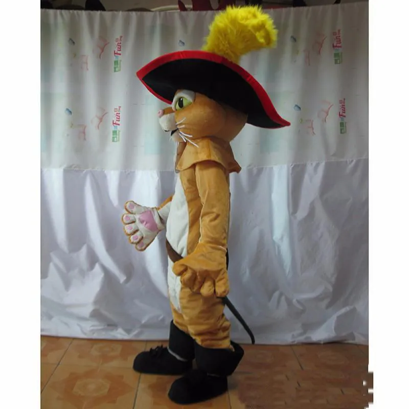2019 Hoge kwaliteit hot kostuums Puss In Boots Mascot Kostuum Pussy Cat Mascot Kostuum Gratis Verzending