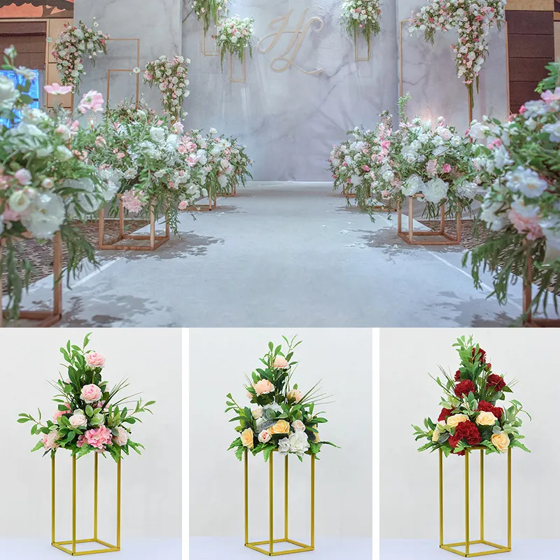 사용자 지정 38cm 실크 로즈 인공 꽃 공 센터 조각 배열 장식 결혼식 배경 도로 리드 테이블