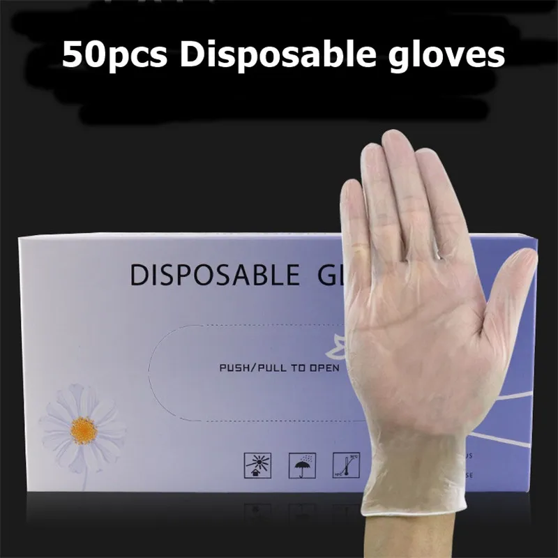 50 Stks Wegwerp PVC Handschoenen Tattoo Handschoenen Anti Bacteriële Universele Beschermende Handschoenen voor afwas / keuken / tuin Thuisreiniging