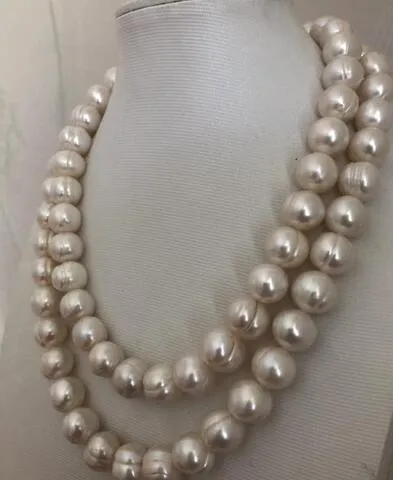 Underbar 12-13mm South Sea White Pearl Necklace 925 Silver305y