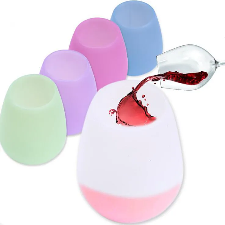 Silicone Wine Glass Red wine glass Stemless Unbreakable Beer Bottle Soft Water Bottles Outdoor Cup Glass Wine Cups 500Pcs