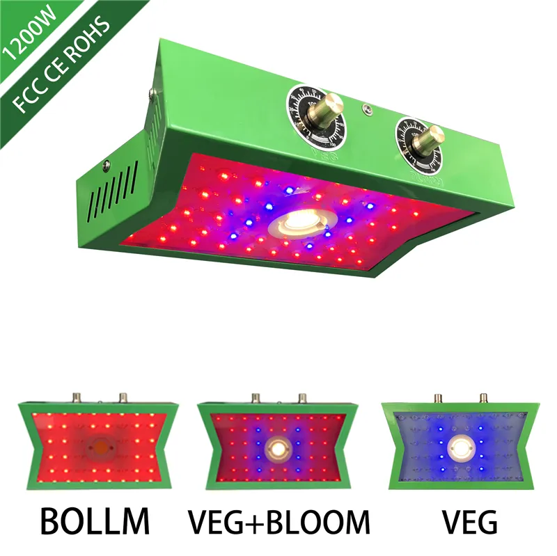 COB LED poussez la lumière 1200W ajustable Veg Switch Spectacle complet SPECTRUM LED Cultiver des lumières pour les semis de fleurs d'intérieur