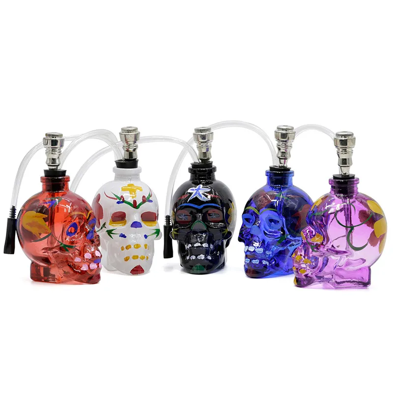 Sharpstone Colorful Skull Pipes disegno vetro narghilè vetro acqua bong per erbe secche Tubi di tabacco somking 7 colori