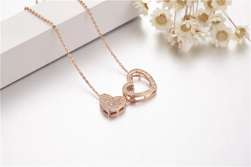 Collier Pendentif Coeur En Argent Sterling Avec CZ - Occasion