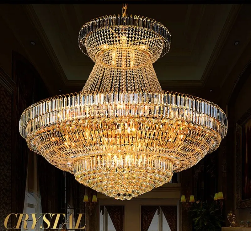 Modern crystal chandeliers lighting fixture big round gold crystal chandelier LED lamp droplight home indoor hotel club light MYY