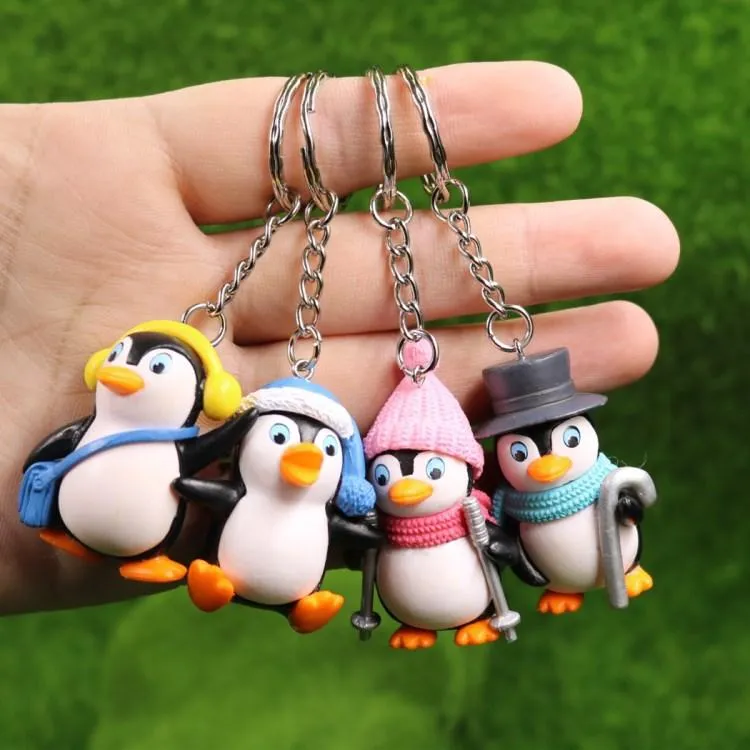 Pinguim Chaveiro Saco Chaveiro Do Carro Animal Bonito Pingente Figura Chaveiro Presente de Aniversário 4 Cores Misturadas 24 pçs/lote Atacado