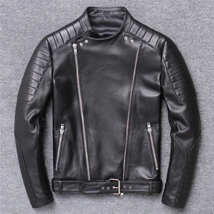 Men’s Genuine Sheepskin Leather Jacket Green – Vintage Style With Snap Collar & Chest Pockets