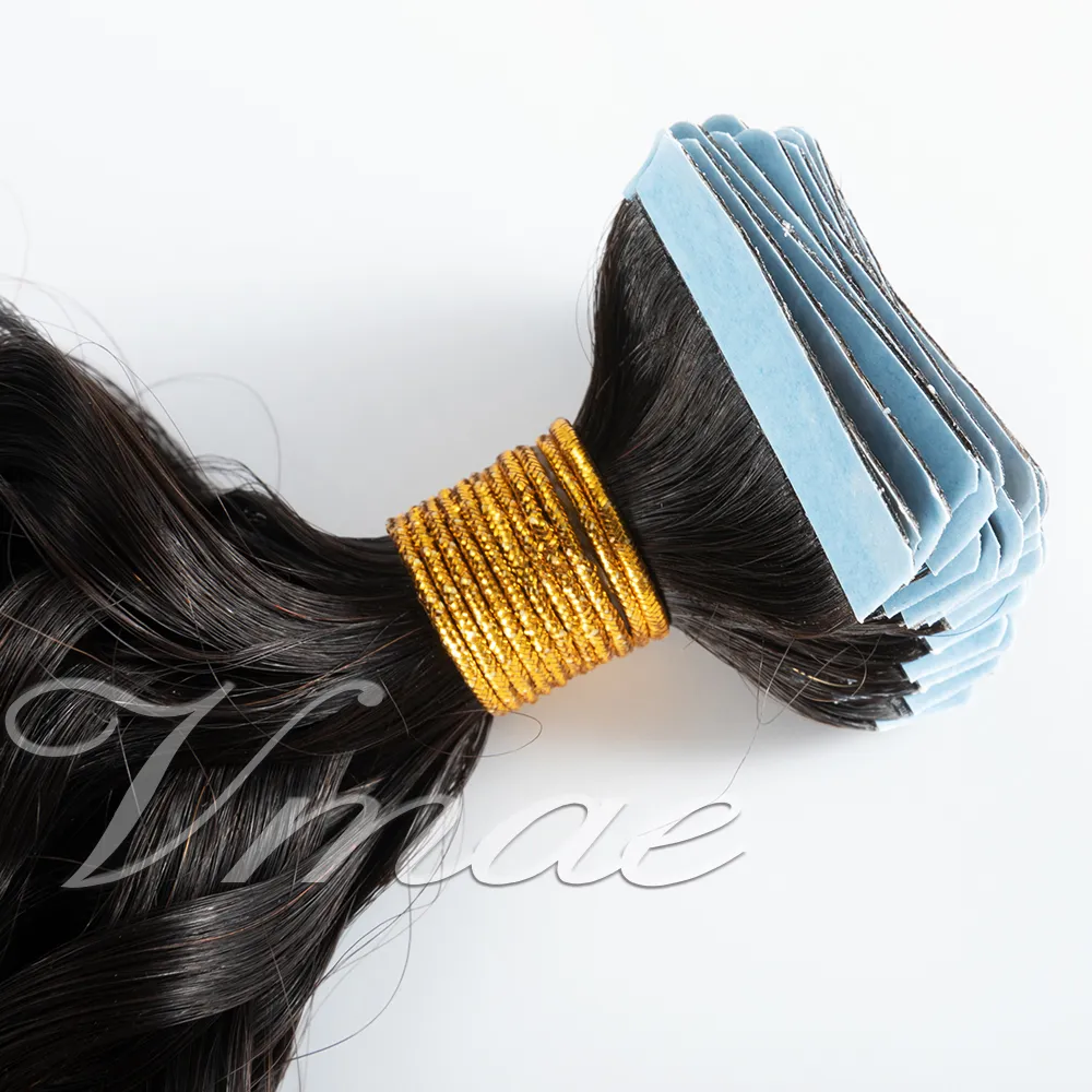 Hot Sell Indian Natural Color 100g 3A 3B 3C Kinky Curly Virgin Remy Tape In Human Hair Buntles Extensions Grade 12a