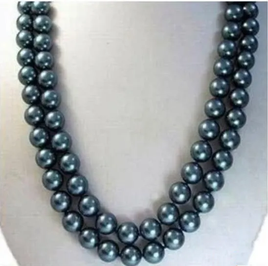Collier de perles naturelles noires de Tahiti, 8-9mm, 48 pouces, accessoires en or 14K