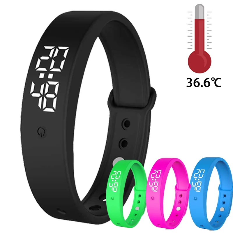 V9 Smart Armband Armbänder mit Körpertemperaturüberwachung Präzise Displayband Vibration Erinnerungsuhr Uhr Armband