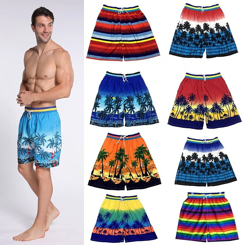 Mode Männer Strand Shorts Kokospalme Druck Sommer Casual Lose Kurze Hosen Kordelzug Verdicken Männer Shorts für Urlaub Schwimmen Kleidung INS