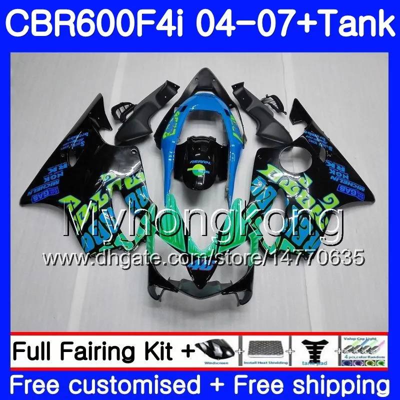 Кузов для HONDA CBR 600F4i CBR600 FS CBR600F4i 04 05 06 07 281HM.0 CBR 600 F4i CBR600 F4i 2004 2005 2006 2007 обтекатели комплект Repsol синий черный