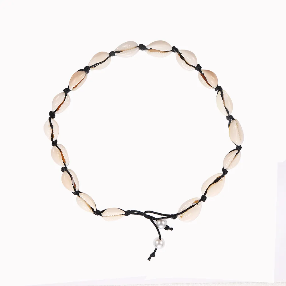 Cowrie Shell Choker 목걸이 골드 실버 컬러 패션 보석 보헤미아 구슬 로프 체인 목걸이 문장 Collier