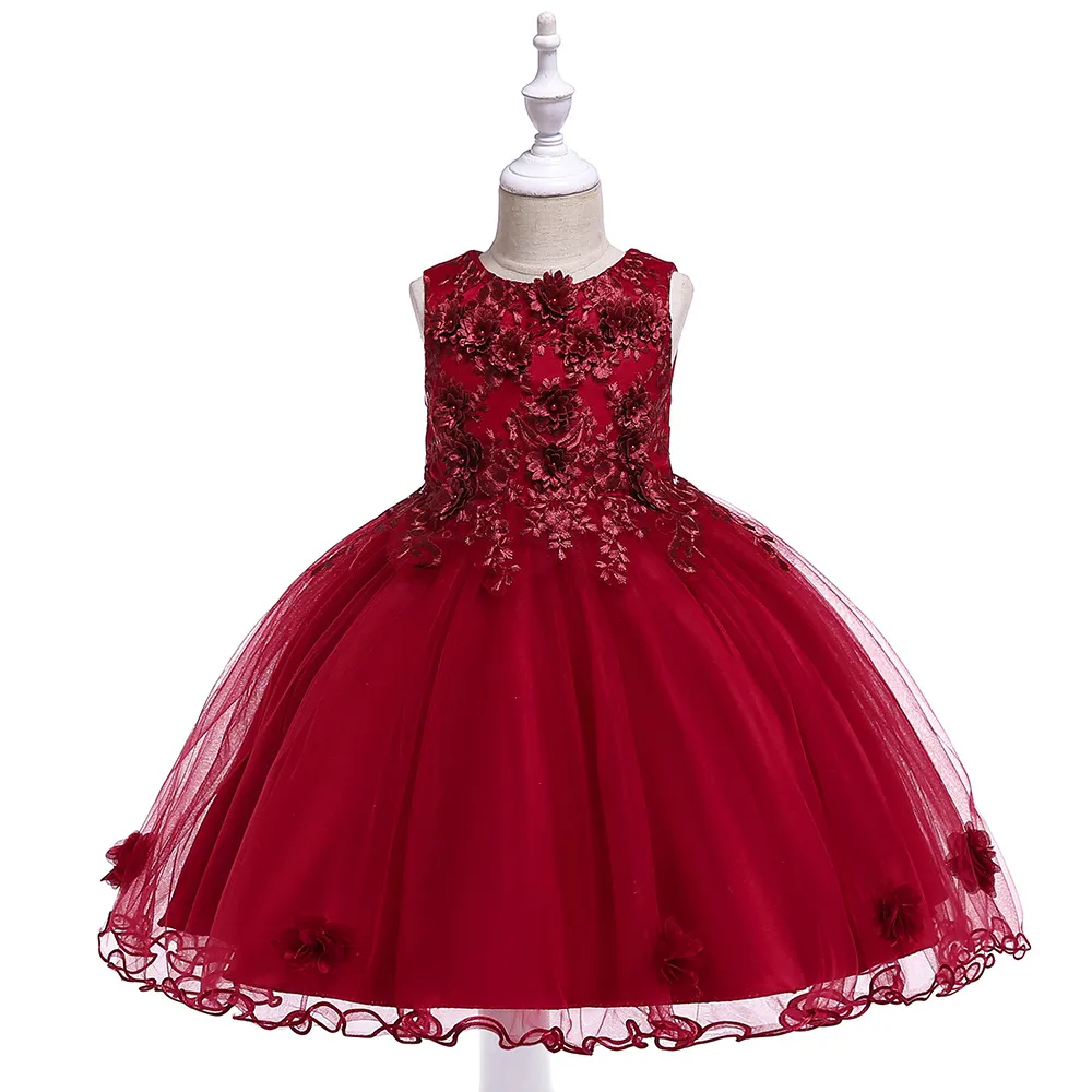 Niños Niños Niñas Pequeñas Fantasía Flor linda Rosa Gris Amarillo Rojo Fiesta de verano Formal Moda larga Vestidos largos Vestidos