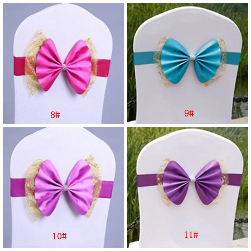 Bowknot Bröllopsstolskydd Sashes Elastic Spandex Bow Chair Band med spänne för bröllop Bankett Party Decoration Tillbehör DBC BH2670